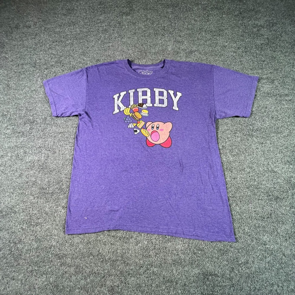 Kirby Nintendo T-Shirt Mens L 42/44 Purple Heather Graphic Short Sleeve Skater